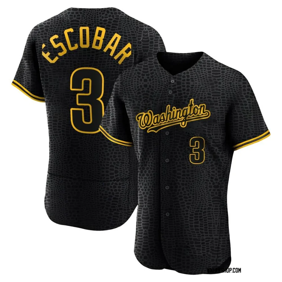 Authentic Men s Alcides Escobar Washington Nationals Snake Skin City Jersey Black Washington Store